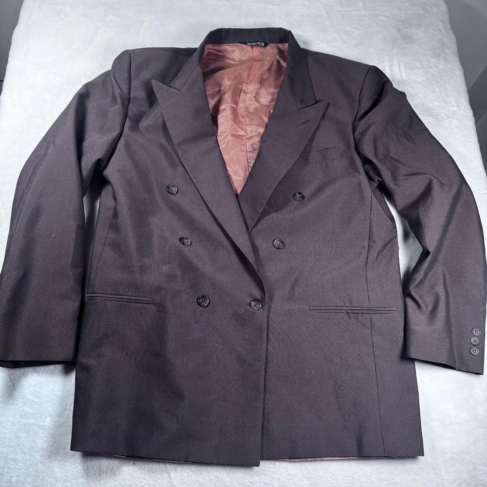 Falcone‎ Jacket Mens 44 Long Brown Double Breasted Blazer Suit Coat Made USA